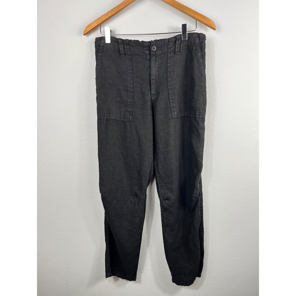 SANCTUARY x ANTHROPOLOGIE Women's‎ Black Linen Ankle Pants Casual Resort Size 27